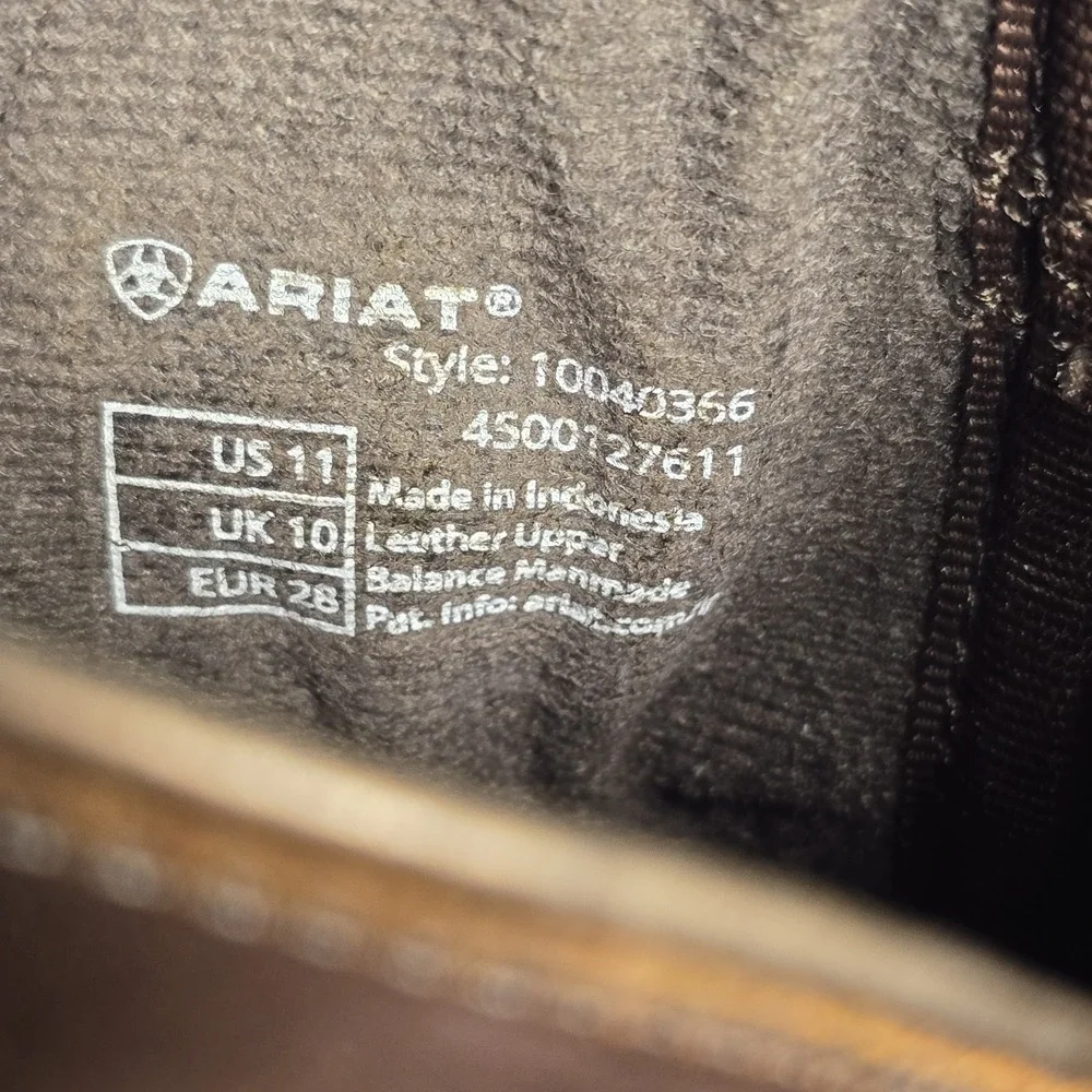 Ariat Kids Distressed Brown Leather American Flag Square Toe Western Boots Sz 11